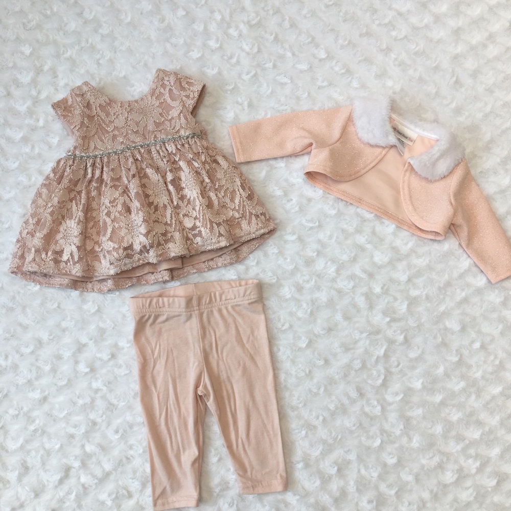 Matching dress with pants and cardigan